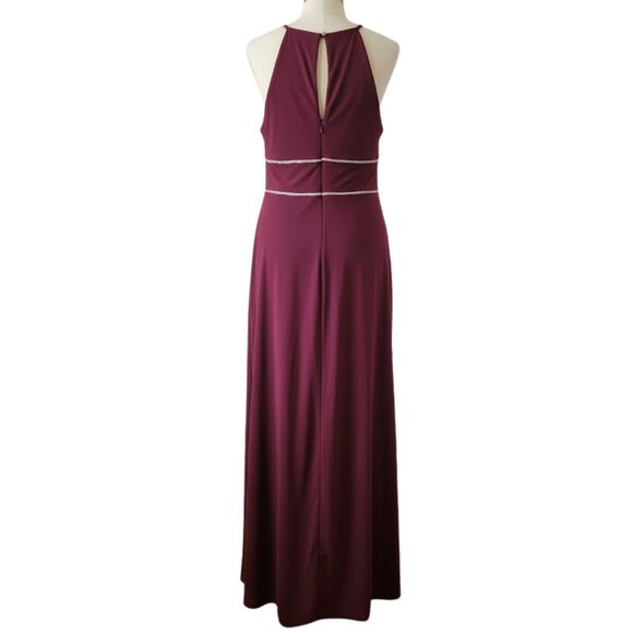 NWT OLEG CASSINI Wine Rhinestone Keyhole Sheath Gown 16 Formal - Picture 4 of 16